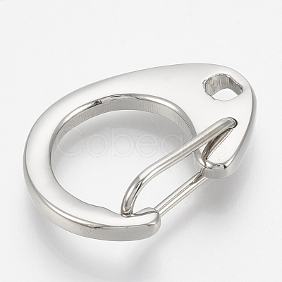 Tarnish Resistant 304 Stainless Steel Push Gate Snap Keychain Clasp Findings STAS-T033-03-1