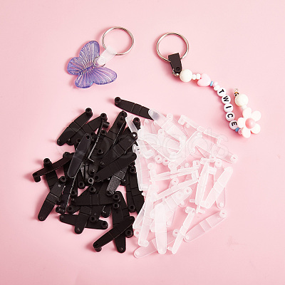 100Pcs 2 Colors Plastic Badge Strap Clip Carabiner Keychain Key Chain Connector Plastic Keychain Clip for Card Holder JX292A-1