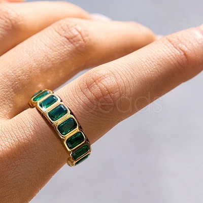 304 Stainless Steel Pave Cubic Zirconia Finger Rings for Women SA-CBAABBA-08D-G-1