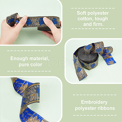 2Pcs 2 Colors Ethnic Style Embroidery Polyester Ribbons OCOR-PH0003-92-1