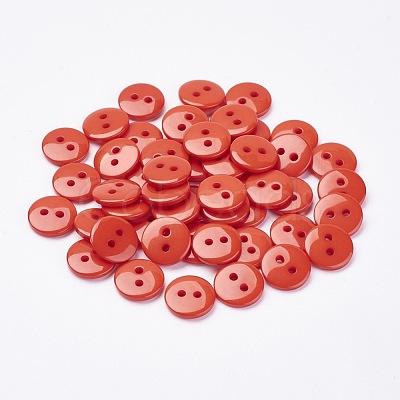 2-Hole Flat Round Resin Sewing Buttons for Costume Design BUTT-E119-18L-08-1