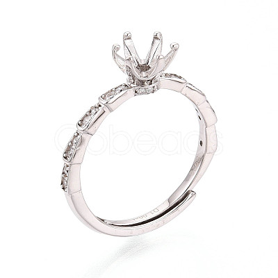 Rhodium Plated 925 Sterling Silver Micro Pave Cubic Zirconia Engagement Solitaire Ring Settings STER-N016-77P-1