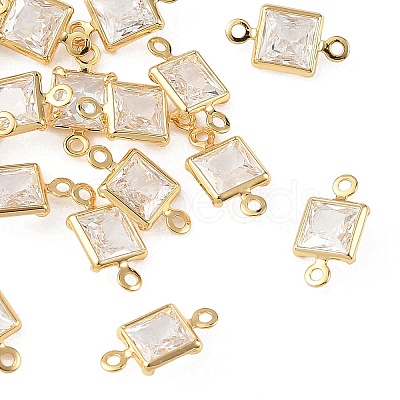 SHEGRACE Brass Pave Cubic Zirconia Square Connector Charms XGRQ2O831-440A-G-1