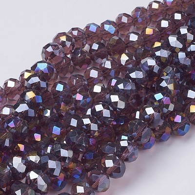 Electroplate Glass Beads Strands X-GR10MMY-04AB-1