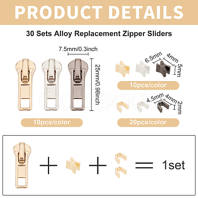 30Pcs Alloy Replacement Zipper Sliders FIND-BC0002-20-1
