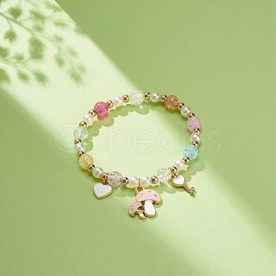 Colorful Alloy Enamel Cute Charms Bracelet BJEW-JB08661-02-1