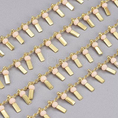 3.28 Feet Handmade Glass Beaded Chains X-CHC-I029-09D-1