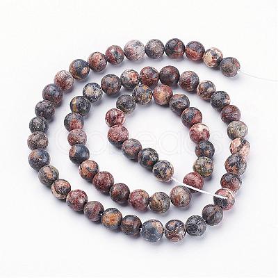 Natural Red Leopard Skin Jasper Beads Strands GSR6mmC066-1