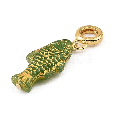 Brass Resin & Enamel European Dangle Charms KK-CBA217A-07G-1