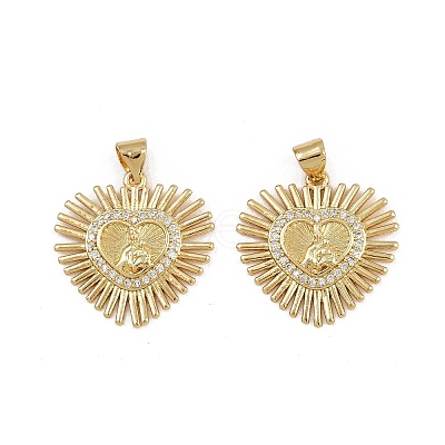 Brass Micro Pave Clear Cubic Zirconia Pendants ZIRC-I367-13G-07-1