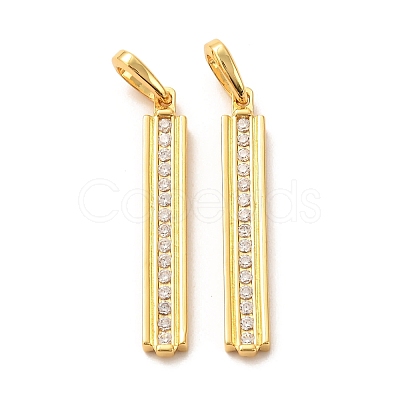 Brass Micro Pave Clear Cubic Zirconia Pendants X-ZIRC-P086-18G-1