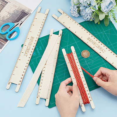 Wood Braided Cord Measure Rulers TOOL-WH0155-74D-1