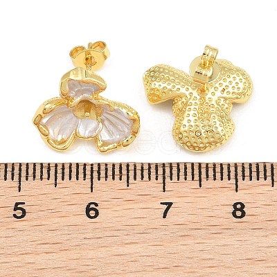 Brass Enamel Stud Earring Findings KK-CBA58F9-01G-02-1