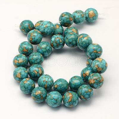 Dyed Synthetic Turquoise Round Bead Strands TURQ-Q100-01E-01-1