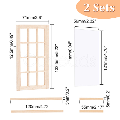 DIY Rectangle Wooden Mini Windows DIY-WH0002-26-1