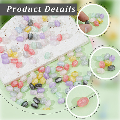 130Pcs Two Tone Resin UV Reactive Beads RESI-PA0001-49-1