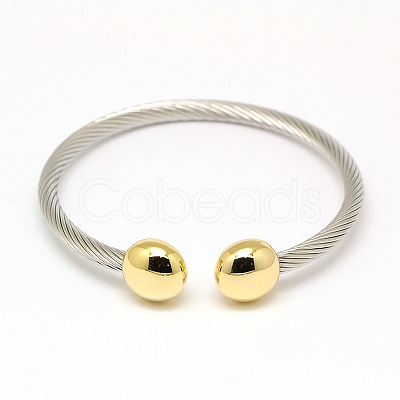 304 Stainless Steel Torque Bangles BJEW-N225-76G-1