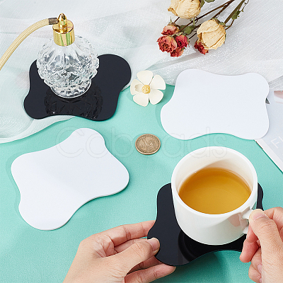 HOBBIESAY 4Pcs 2 Colors Irregular Acrylic Cup Mats FIND-HY0002-66-1