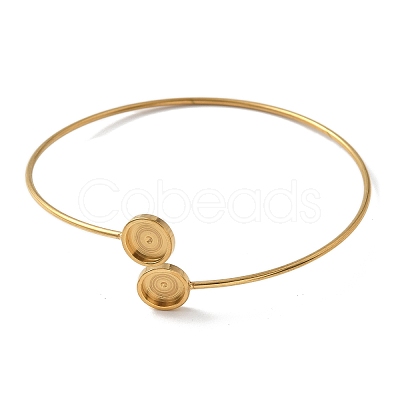 Ion Plating(IP) 304 Stainless Steel Cuff Blank Bangle Bases with Round Tray STAS-Z088-03B-G-1