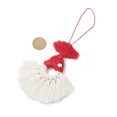 Handmade Cotton Threads Pendant Decoration HJEW-JM04283-1