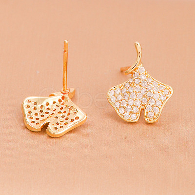 Brass Micro Pave Clear Cubic Zirconia Stud Earrings WGF80BB-01-1