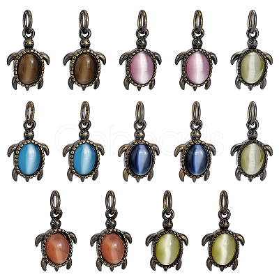 14Pcs 7 Colors Brass Pendants KK-PH0013-73-1