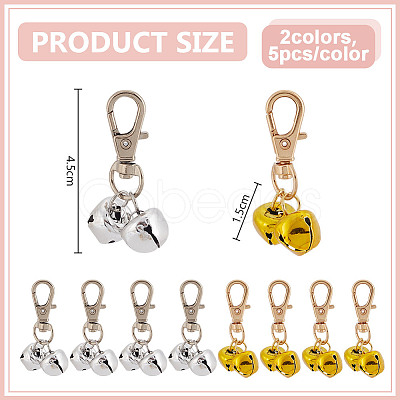 10Pcs 2 Colors Iron Bell Pendant Decorations HJEW-DR00164-1
