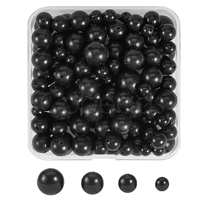 120Pcs 4 Style Synthetic Black Stone Beads Strands G-SZ0001-24-1