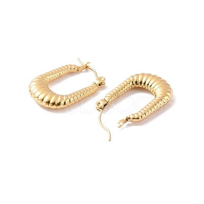 Ion Plating(IP) 304 Stainless Steel Rectangle Hoop Earrings EJEW-P198-01G-1