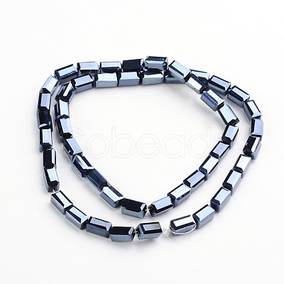 Full Plated Faceted Cuboid Electroplate Glass Beads Strands EGLA-F109-B02-1