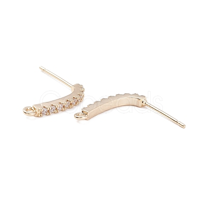 Rack Plating Brass Micro Pave Cubic Zirconia Stud Earring Findings ZIRC-F126-04G-1