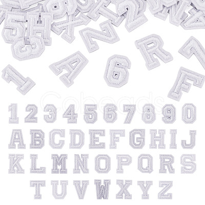 36Pcs 2 Sets 2 Styles Letter A~Z & Number 0~9 Polyester Embroidery Sew On Patches Sets PATC-TA0001-55F-1