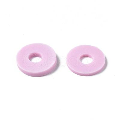 Flat Round Handmade Polymer Clay Beads CLAY-R067-10mm-26-1