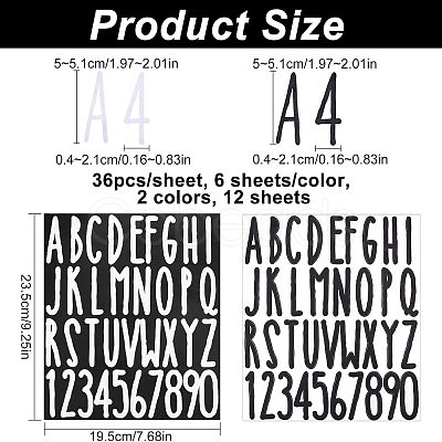 12 Sheets 2 Colors PVC Self-adhesive Label Stickers DIY-HY0001-01-1