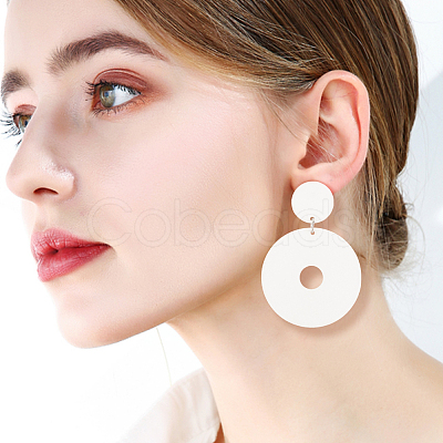 ANATTASOUL 6 Pairs 6 Colors Acrylic Donut Dangle Stud Earrings with Steel Iron Pins for Women EJEW-AN0004-38-1