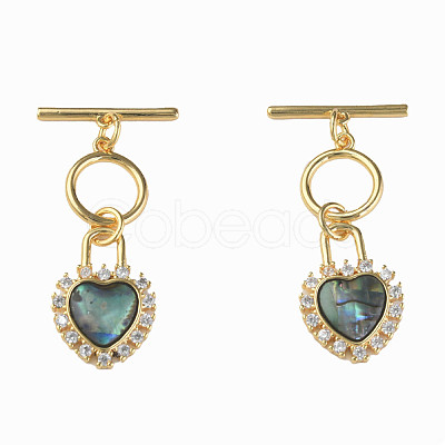 Brass Micro Pave Clear Cubic Zirconia Toggle Clasps KK-N233-238-1