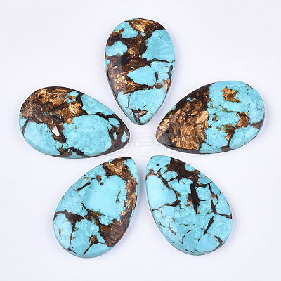 Assembled Natural Bronzite and Synthetic Turquoise Pendants G-S329-076-1