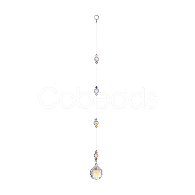 Glass Teardrop Pendant Decorations HJEW-TA00015-1