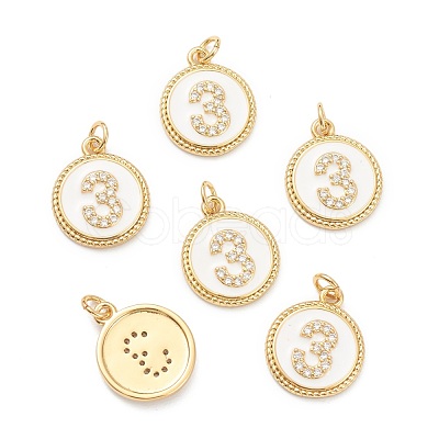 Brass Micro Pave Clear Cubic Zirconia Charms ZIRC-J040-44G-03-1