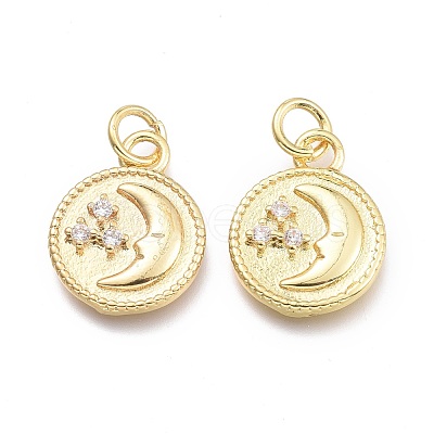 Brass Micro Pave Cubic Zirconia Pendants KK-P187-02G-1
