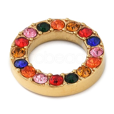 PVD Vacuum Plating 304 Stainless Steel Colorful Rhinestone Linking Rings STAS-Z082-01G-02-1
