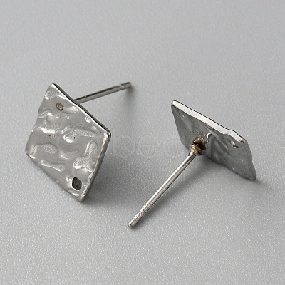 304 Stainless Steel Textured Geometry Stud Earrings Findings with Hole STAS-WH0027-54G-1
