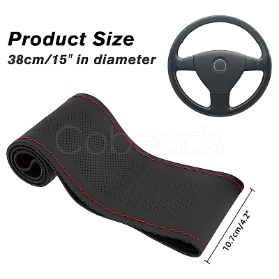 SUPERFINDINGS Microfiber Leather & Nylon DIY Hand Sewing Steering Wheel Cover FIND-FH0006-64B-1