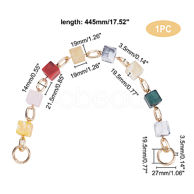 Random Color Square Acrylic Curb Chain Bag Strap FIND-WH0092-28A-1