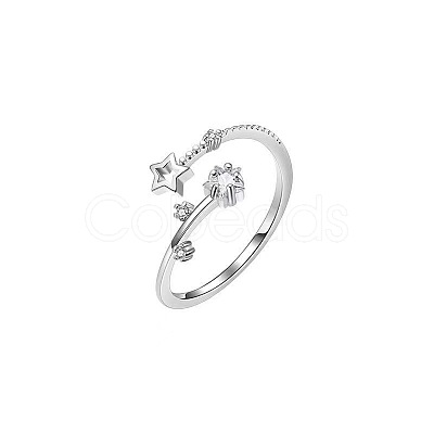 Alloy with Crystal Rhinestone Cuff Open Rings for Women FS-WG2A069-01-1