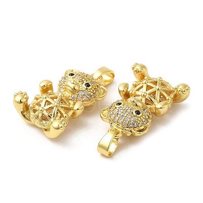 Rack Plating Brass Micro Pave Cubic Zirconia Pendants KK-M252-01G-1