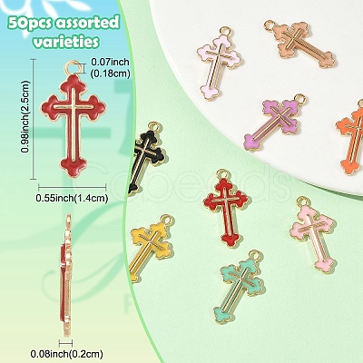 50Pcs Alloy Enamel Pendants ENAM-YW0006-50-1
