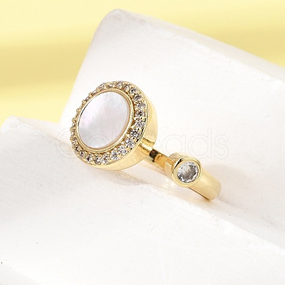 Brass Micro Pave Cubic Zirconia Open Cuff Rings CU-CBA4898-08G-09-1