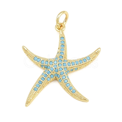 Brass Micro Pave Sky Blue Cubic Zirconia Pendants CU-CBA4A93-01C-G-1