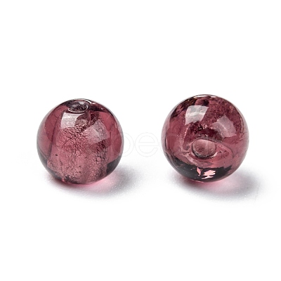 Round Handmade Lampwork Silver Foil Glass Beads X-SLR10MM18Y-1